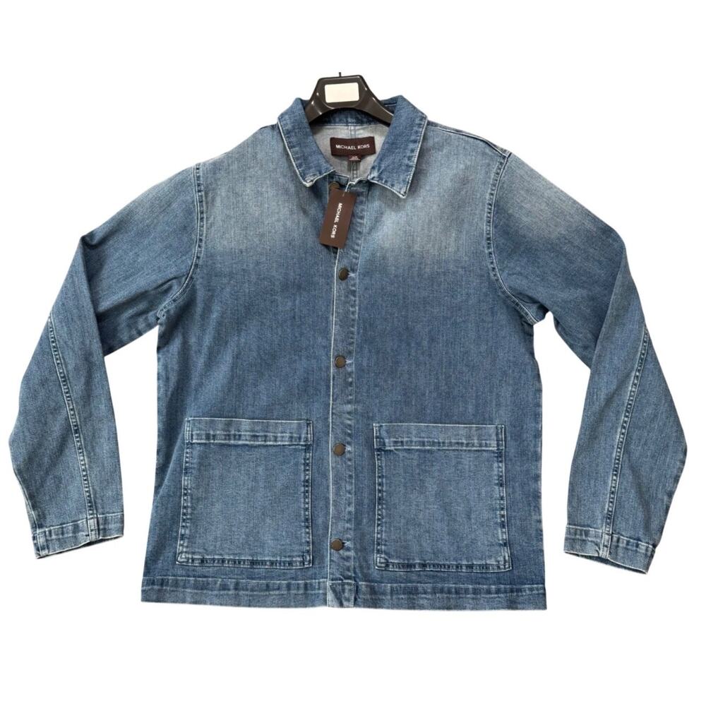 Michael Kors Men’s Denim Jacket Beckett Chore Style Blue Ombre Large NWT